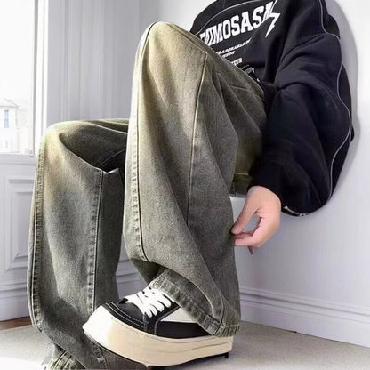 Mens Relaxed-fit Straight-leg Wide-leg Denim Jeans