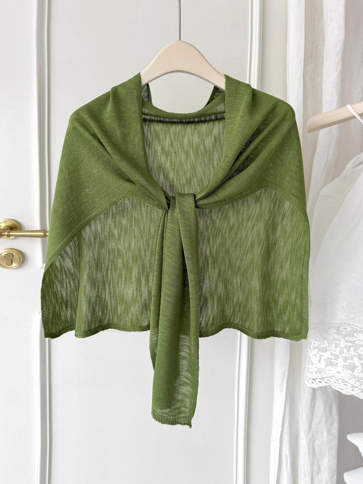 Womens Plus-Size Knitted Shawl With Bamboo-Strip Pattern
