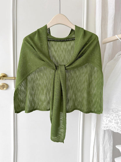Womens Plus-Size Knitted Shawl With Bamboo-Strip Pattern
