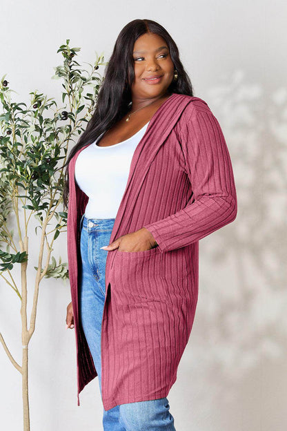 Basic Bae Full Size Hooded Sweater Cardigan for Women