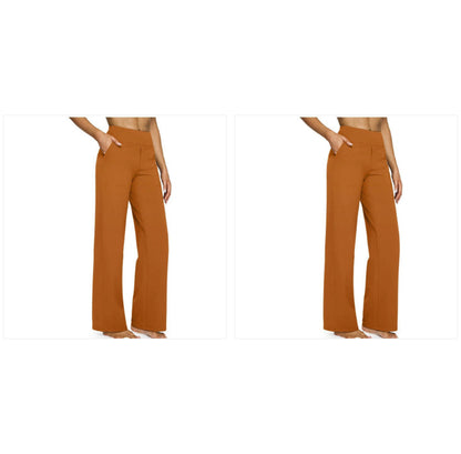 High-waisted Straight-leg Pants With Loose Pockets