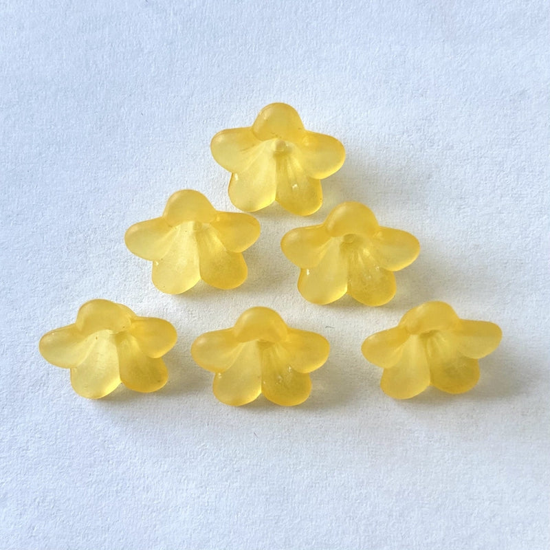 Matte Acrylic 5-Petal Blossom Beads, Translucent Center-Drilled Spacers For DIY Vintage Hair Sticks, Dangle Earrings & Pendant Crafts.