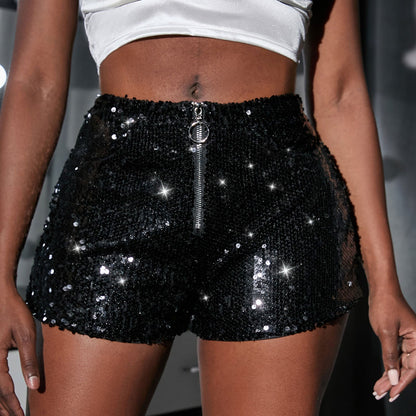 Versatile Glitter High-Waist Shorts For Women