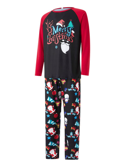 Cartoon Printed Round Neck Long Sleeve Holiday Pajamas Parent-child Suit