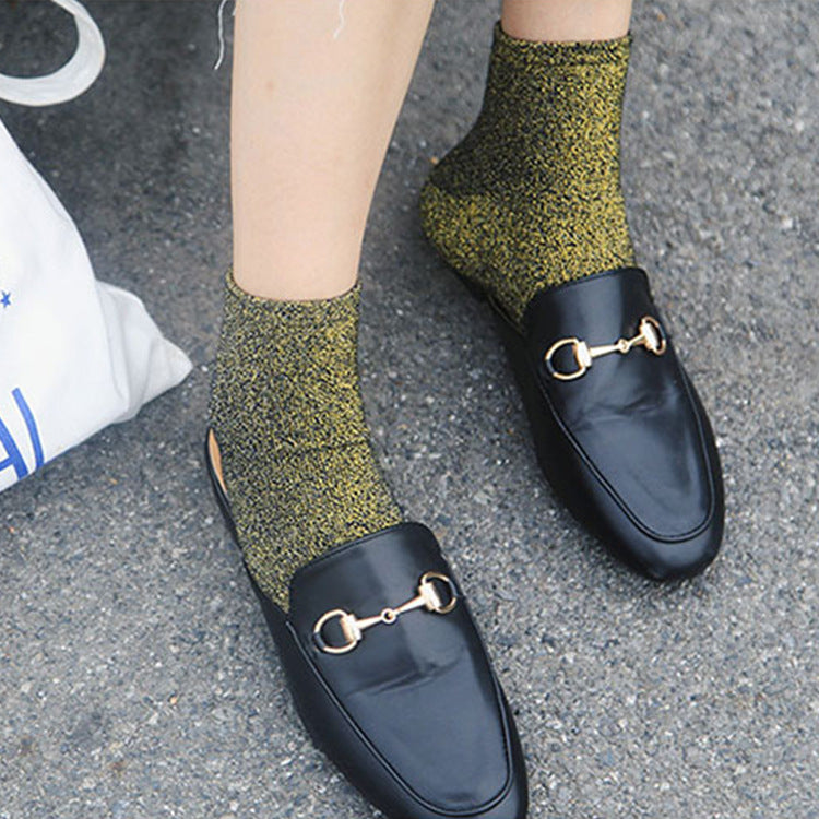 Women's Glitter Ribbed Mid Calf Slouch Socks