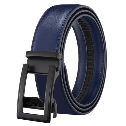 Men's Leather Belt Automatic Buckle Two-layer Cowhide Hollow