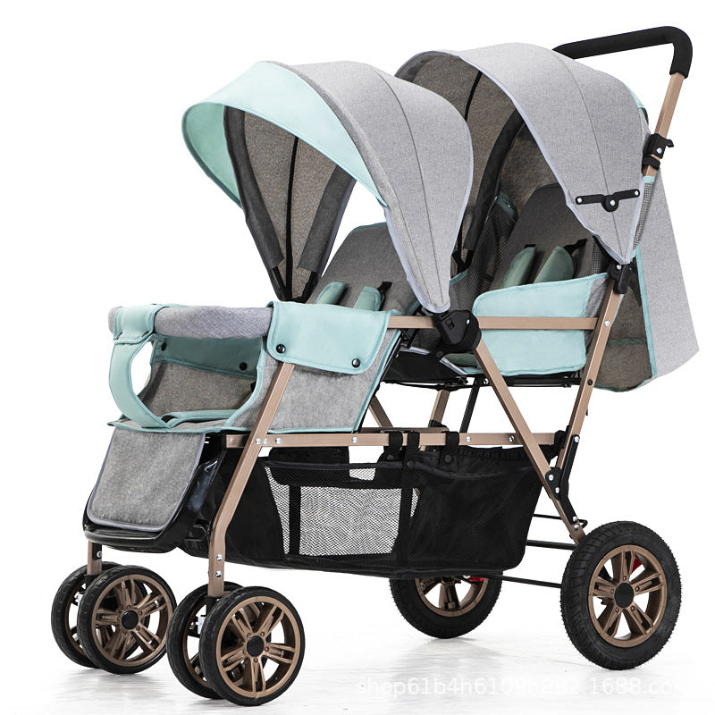 High-carbon Steel Lightweight Foldable Double Stroller