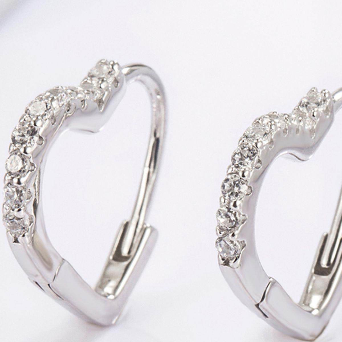 925 Sterling Silver Zircon Heart Shape Earrings Set