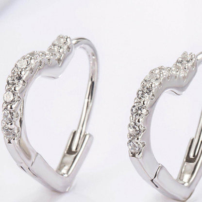 925 Sterling Silver Zircon Heart Shape Earrings Set