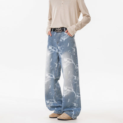 American-style Fashionable Jacquard Denim Jeans For Men