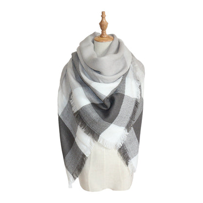 Plaid-print Versatile Neck Scarf Shawl