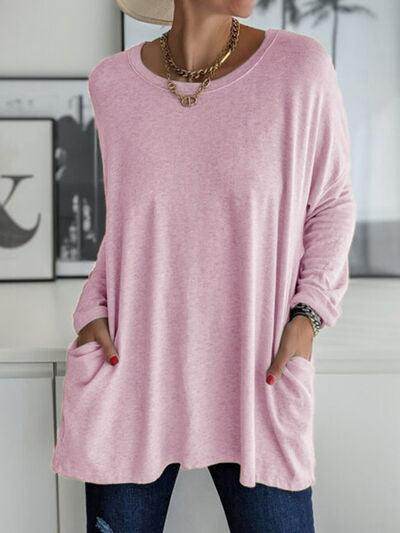 Full Size Round Neck Long Sleeve T-Shirt for Women