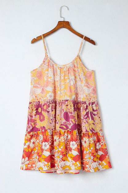 Floral Spaghetti Strap Tiered Dress for Summer Events