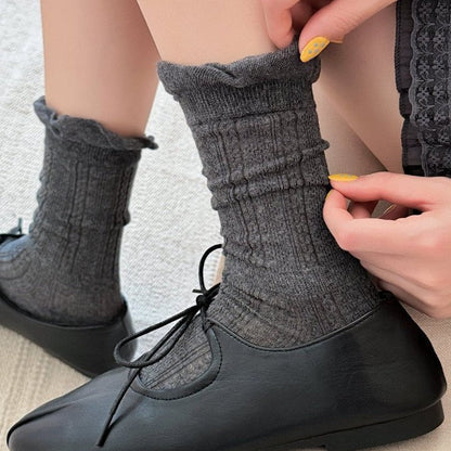 Spring Summer Thin Cable-knit Bubble-toe Mid-calf Split-toe Socks