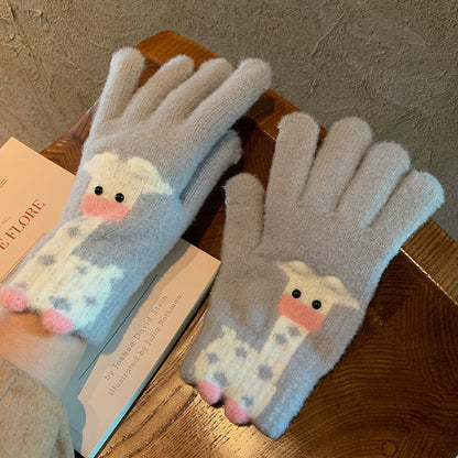 Winter Fingerless Knitted Gloves Touchscreen Warm Windproof