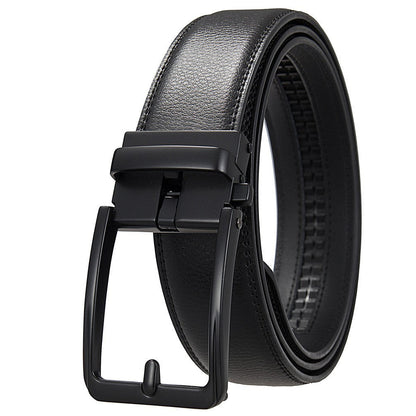 Extended-length Needle-resistant Automatic-buckle Mens Double-layer Cowhide Belt