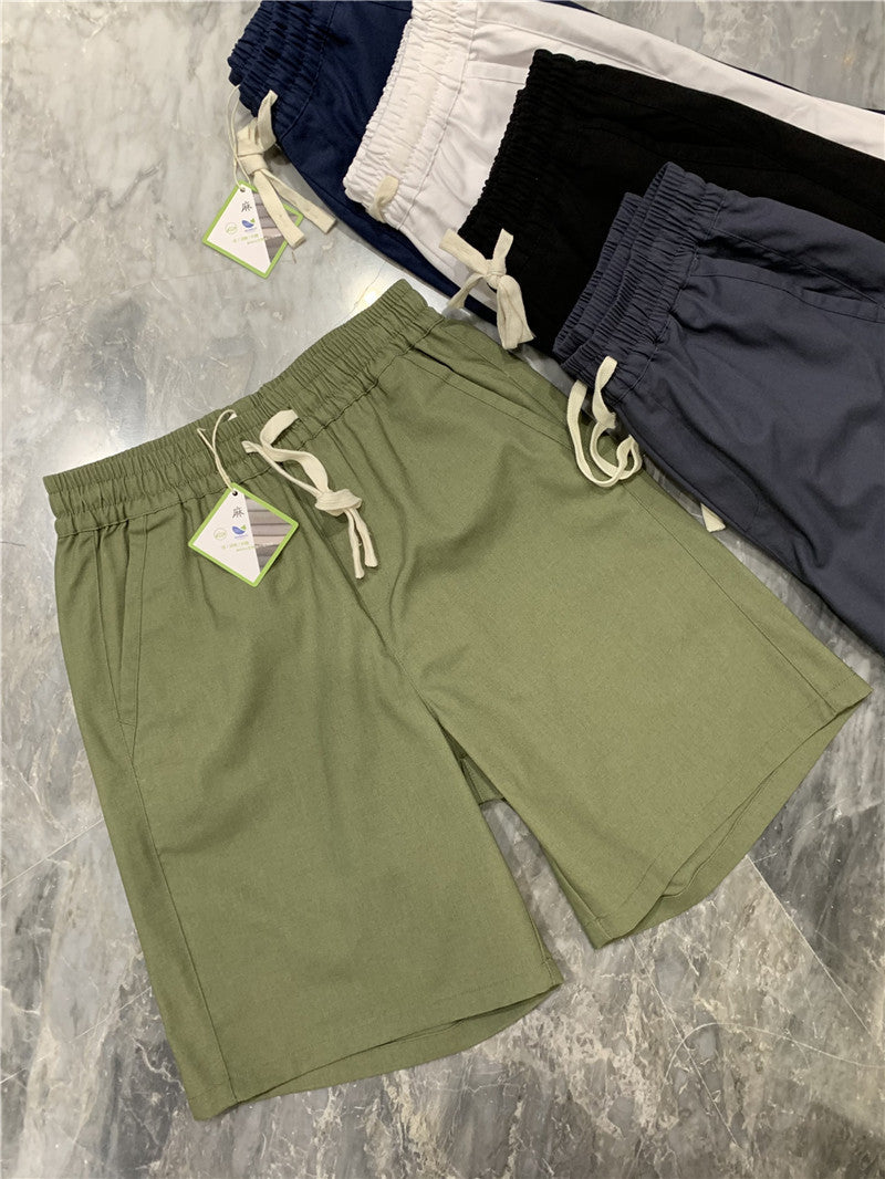 Breathable Solid-Color Casual Men's Drawstring Shorts