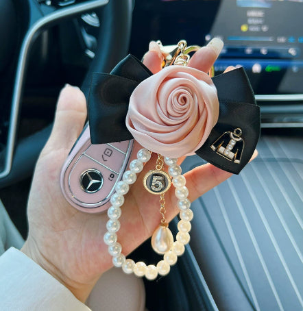 Bow Pearl Metal Keychains Decoration