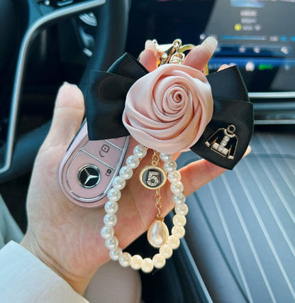 Bow Pearl Metal Keychains Decoration