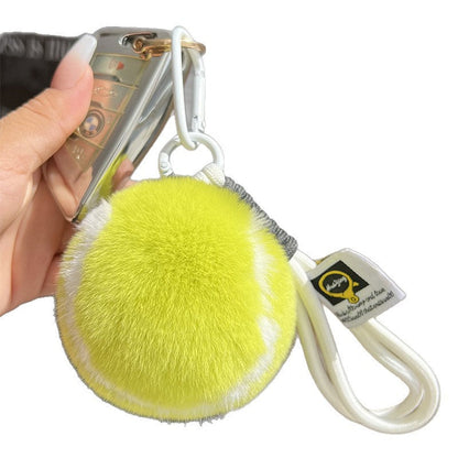 Rabbit Fur Tennis Car Keychain Pendant