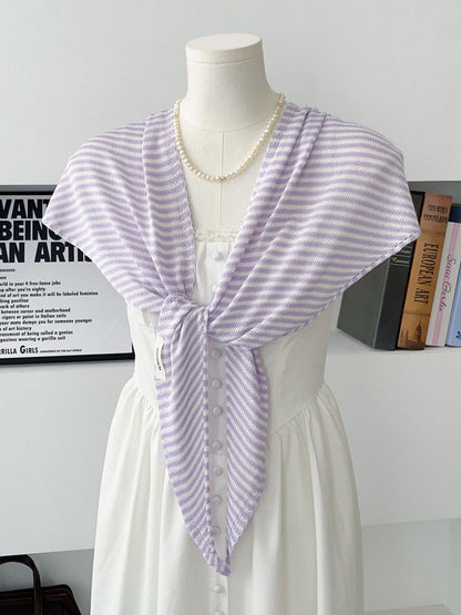 Striped Knitted Triangle Scarf Womens Outerwear Capelet