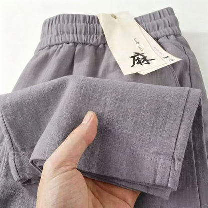 Cropped Ice-silk Breathable Elastic-waist Pants With Pockets