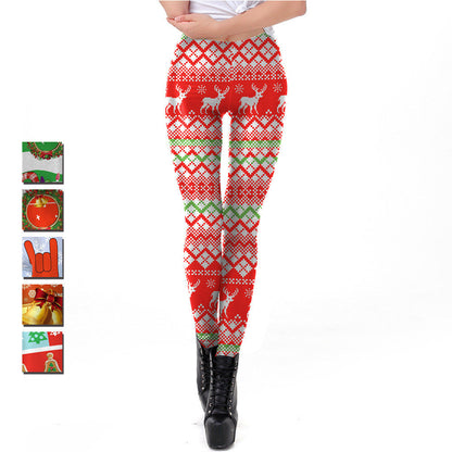 Women Christmas Digital Print Tight Leggings