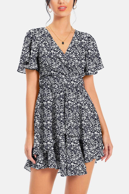 Surplice Neck Flutter Sleeve Dress for Chic Summer Style
