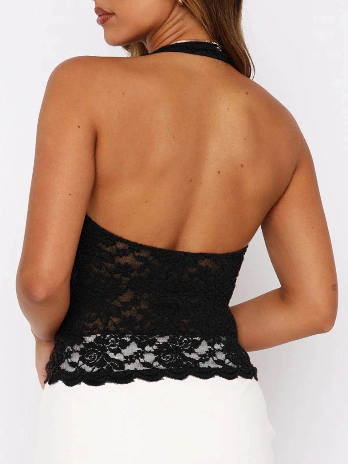Lace Backless Halter Neck Cami for Women - Trendy Style