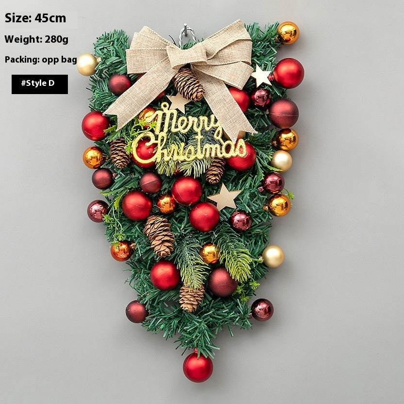 Christmas Decoration Upside Down Christmas Tree Horn Rattan Christmas Wreath