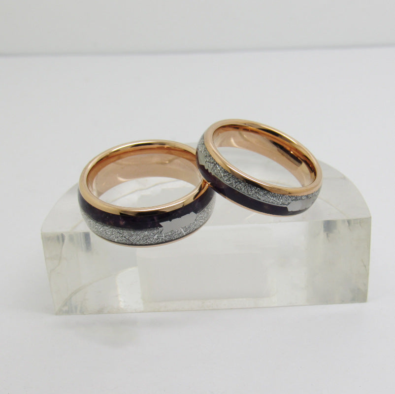 Rose Gold Purple Lapis Lazuli Silver Wire Ring