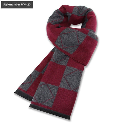 Mens Wool-Blend Plaid Scarf Winter Warmth & Extra Thickness
