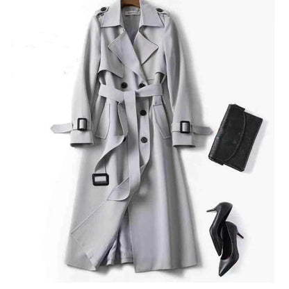 Double-breasted Mid-length Tie Trench Coat
