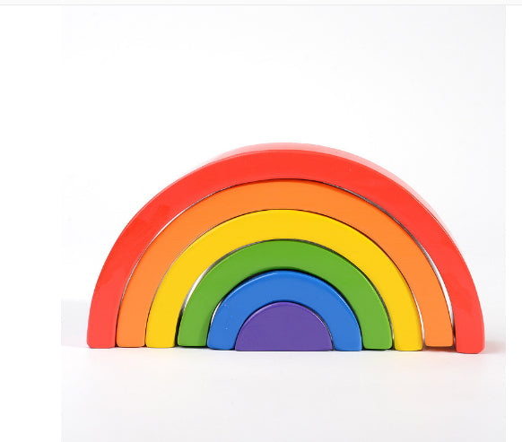 Children's Puzzles To Build Rainbow Wooden Blocks And Cognitive Ornaments