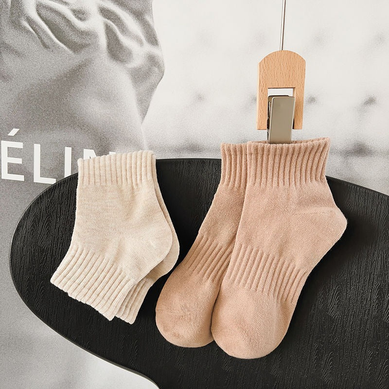 Womens Mid-calf Socks Solid-color Athletic Socks