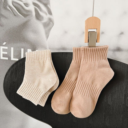 Womens Mid-calf Socks Solid-color Athletic Socks