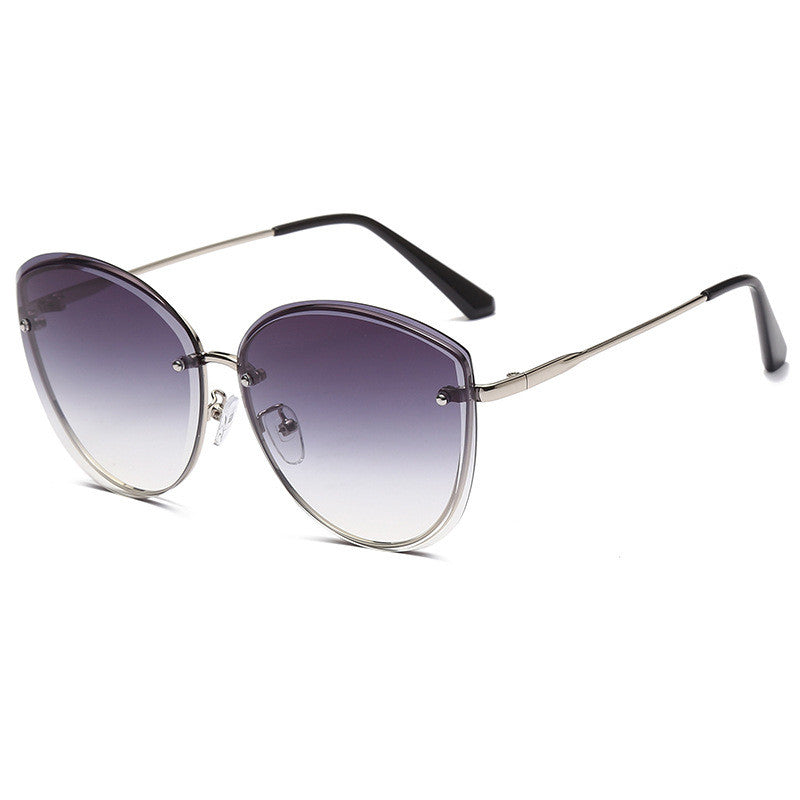 Fashionable Oversized Gradient-color Retro Metal Sunglassessun Protection Eyewear For Driving