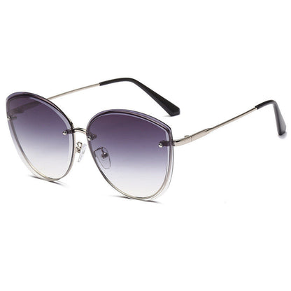 Fashionable Oversized Gradient-color Retro Metal Sunglassessun Protection Eyewear For Driving
