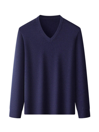 V-neck Base-layer Sweater Slim-fit Mens Knitwear