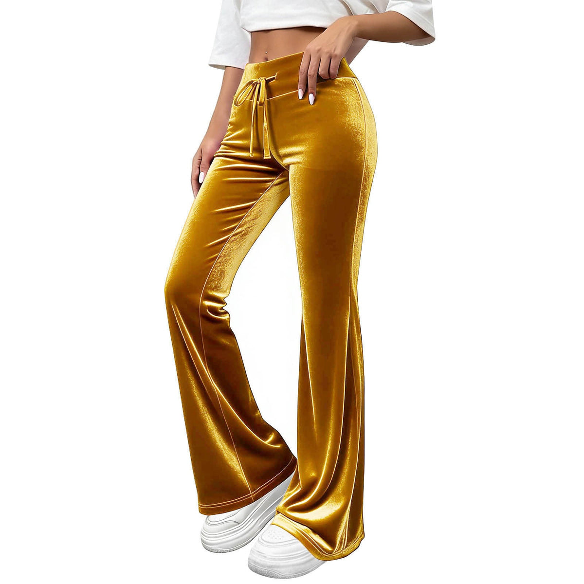 Commuter Slimming Casual Flared Pants Velvet Draped Long Trousers