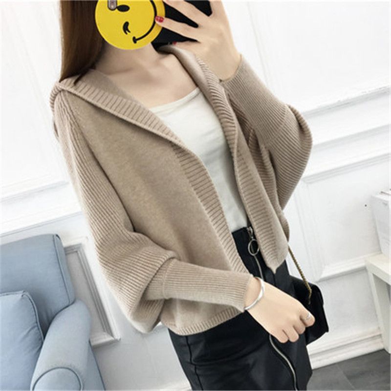Womens Loose-fitting Cardigan, Short Sweater Jacket