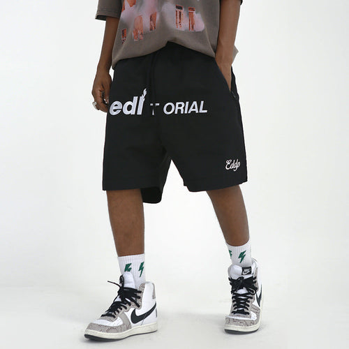 Embroidered Letters Basketball Shorts Men