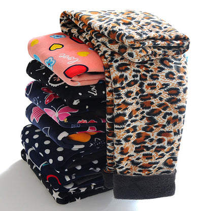 Childrens Printed Slim-fit Warm Pants Long Outerwear Trousers For Older Kids