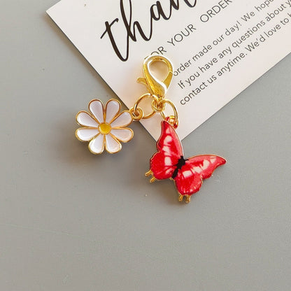 Alloy Colorful Aster Butterfly Pendant Keychain Bag Charm