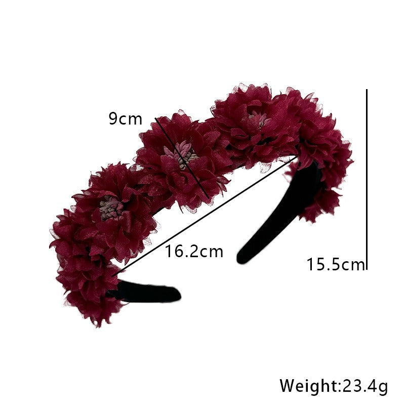 Fashionable fabric flower stamen flower hair hoop for women