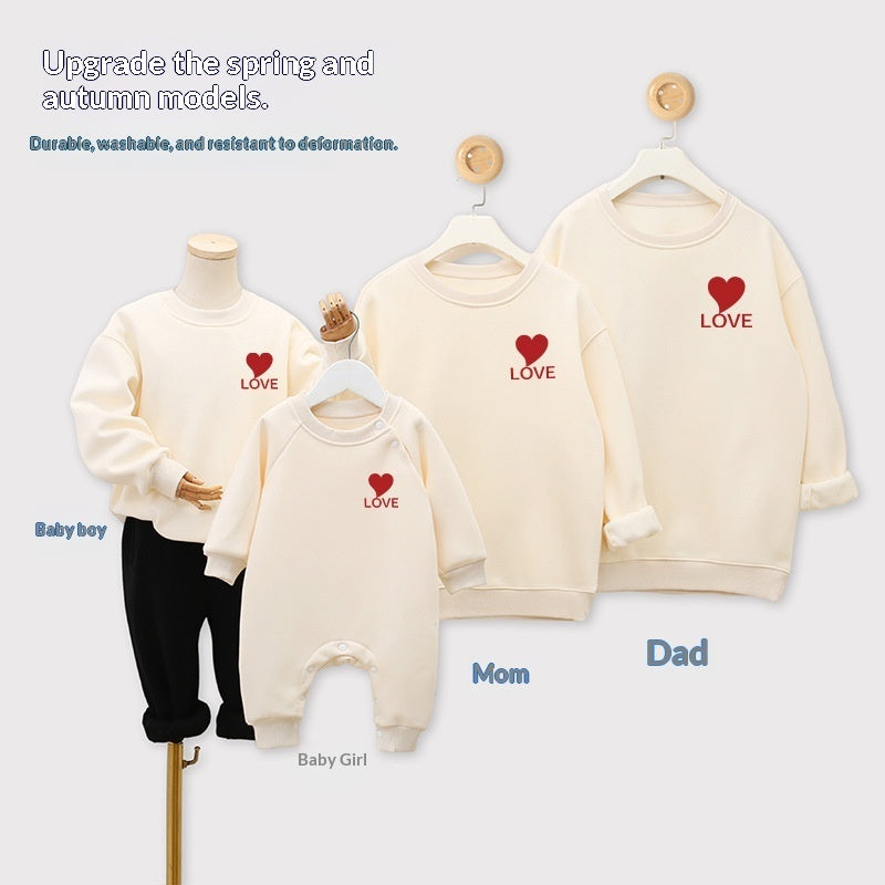 AutumnWinter Fleece-lined Extra-thick Family Matching Sweatshirts