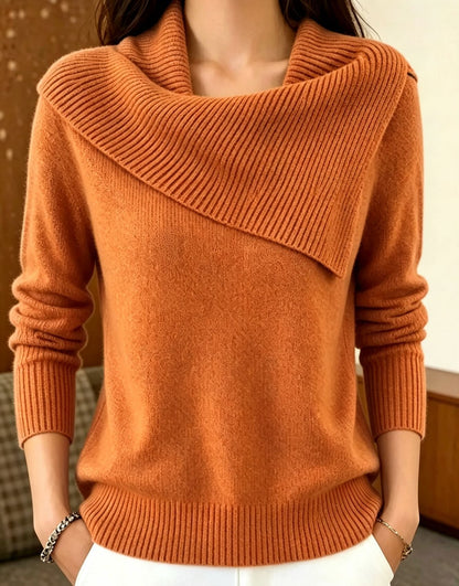 Elegant Figure-flattering Lapel Sweaterversatile Knitted And Effortlessly Chic