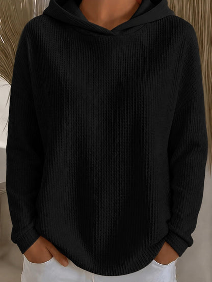 Womens Loose-Fit Solid-Color Hoodie