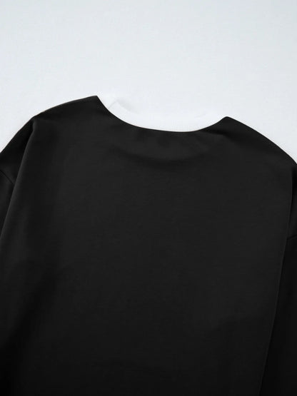 Contrast Trim Round Neck Top and Pants Set