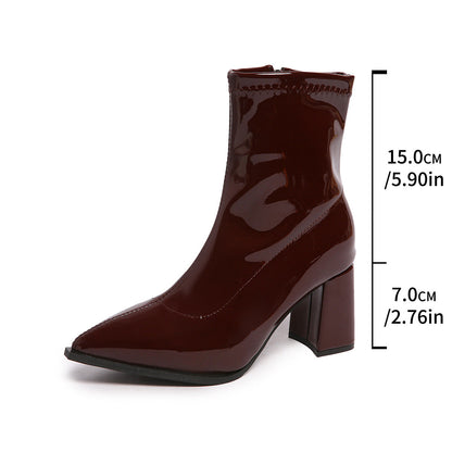 Women's Pointed-toe Chunky-heel Ankle Boots